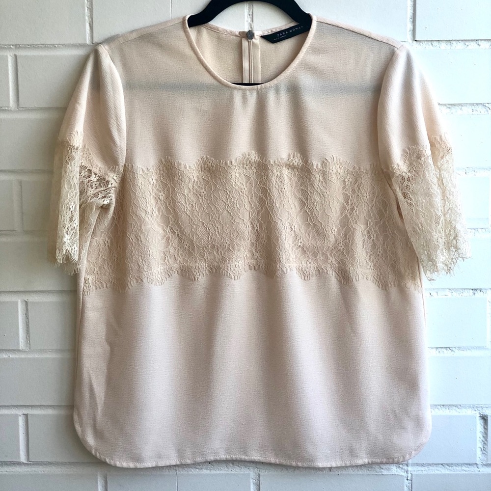 Zara short sleeve lace top